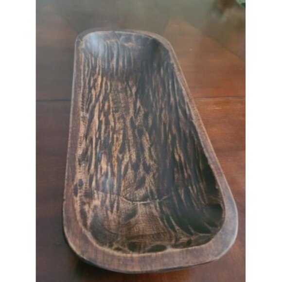 New Wooden Dough Bowl Antique Walnut Reddish Brown Vintage Long Dough Bowl